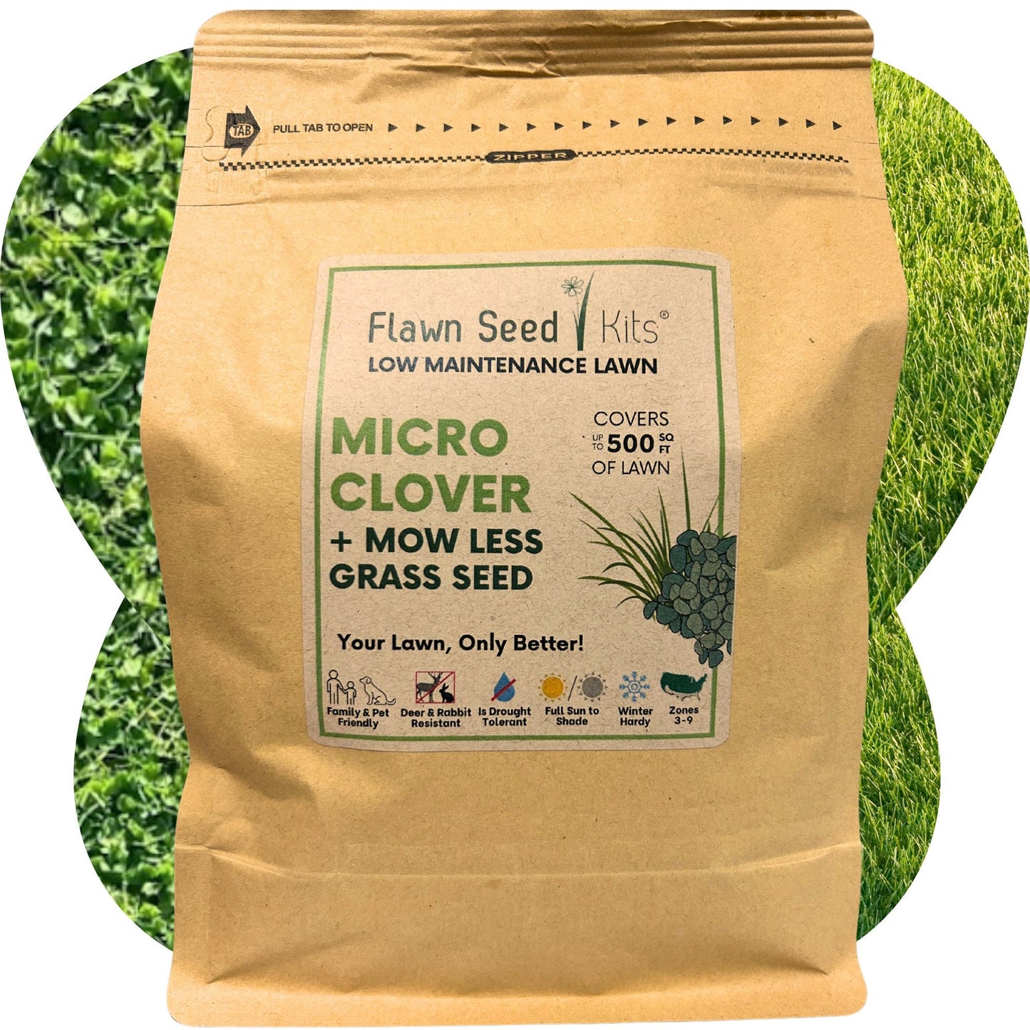 
                  
                    Micro Clover + Mow Less Grass Seed
                  
                